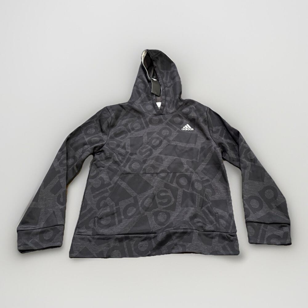 Adidas Unisex Youth Dark Gray Fleece Pullover Hoodie Size M 10/12 NWT New